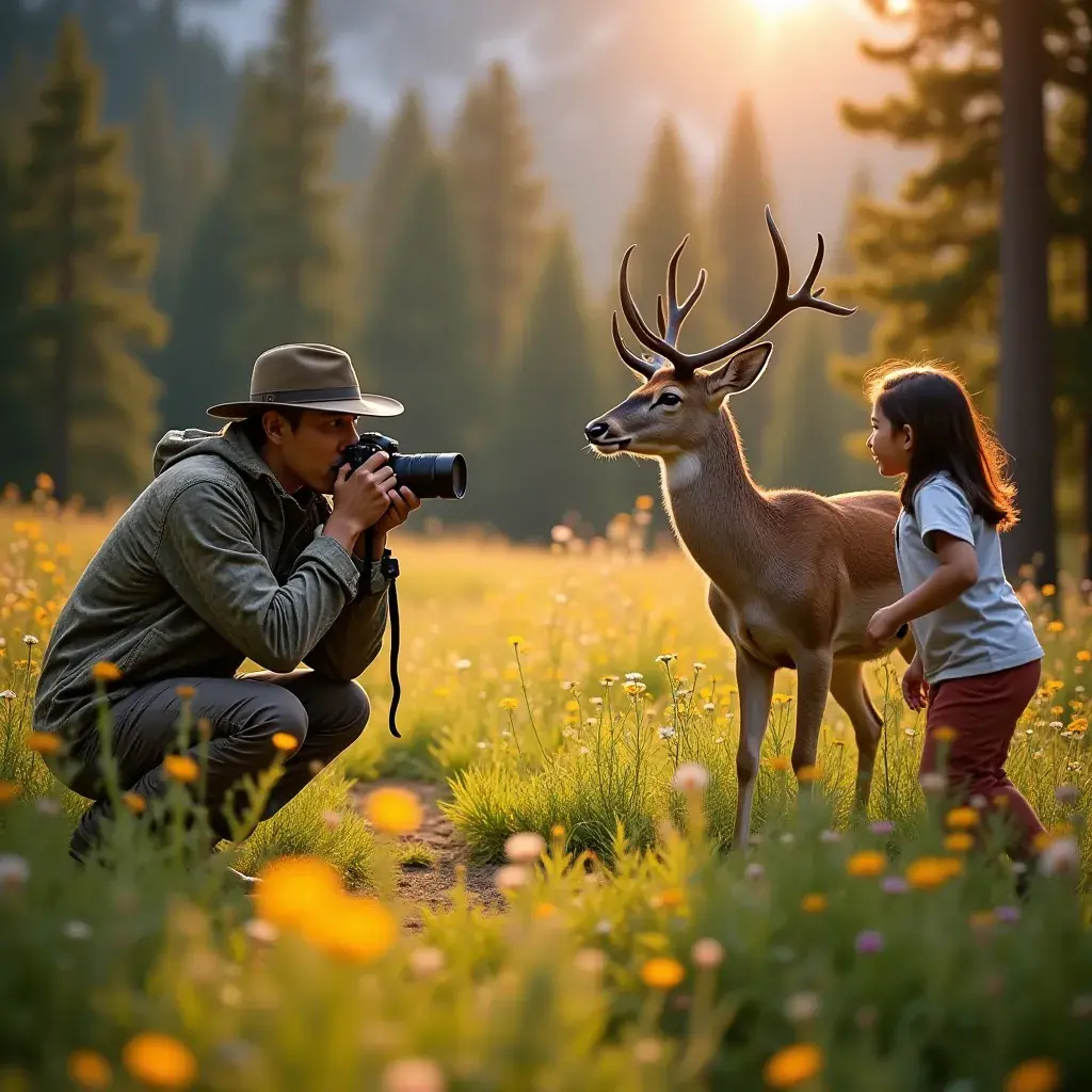 Турист, фотографирующий закат на вершине горы